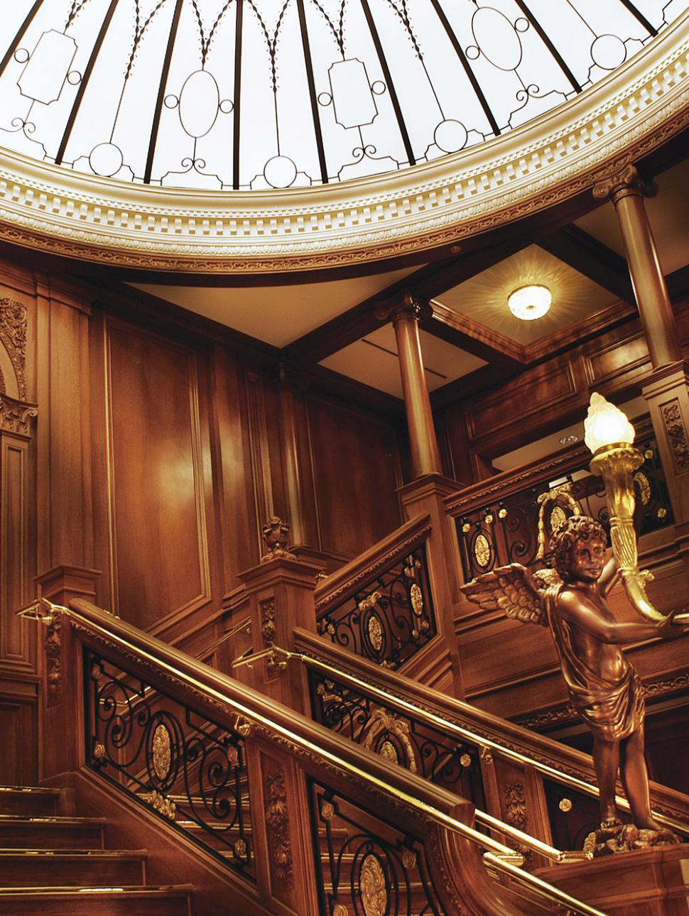 Image of the Titanic staircase, a replica at the Titanic Museum Attraction in Pigeonforge, Tennessee.