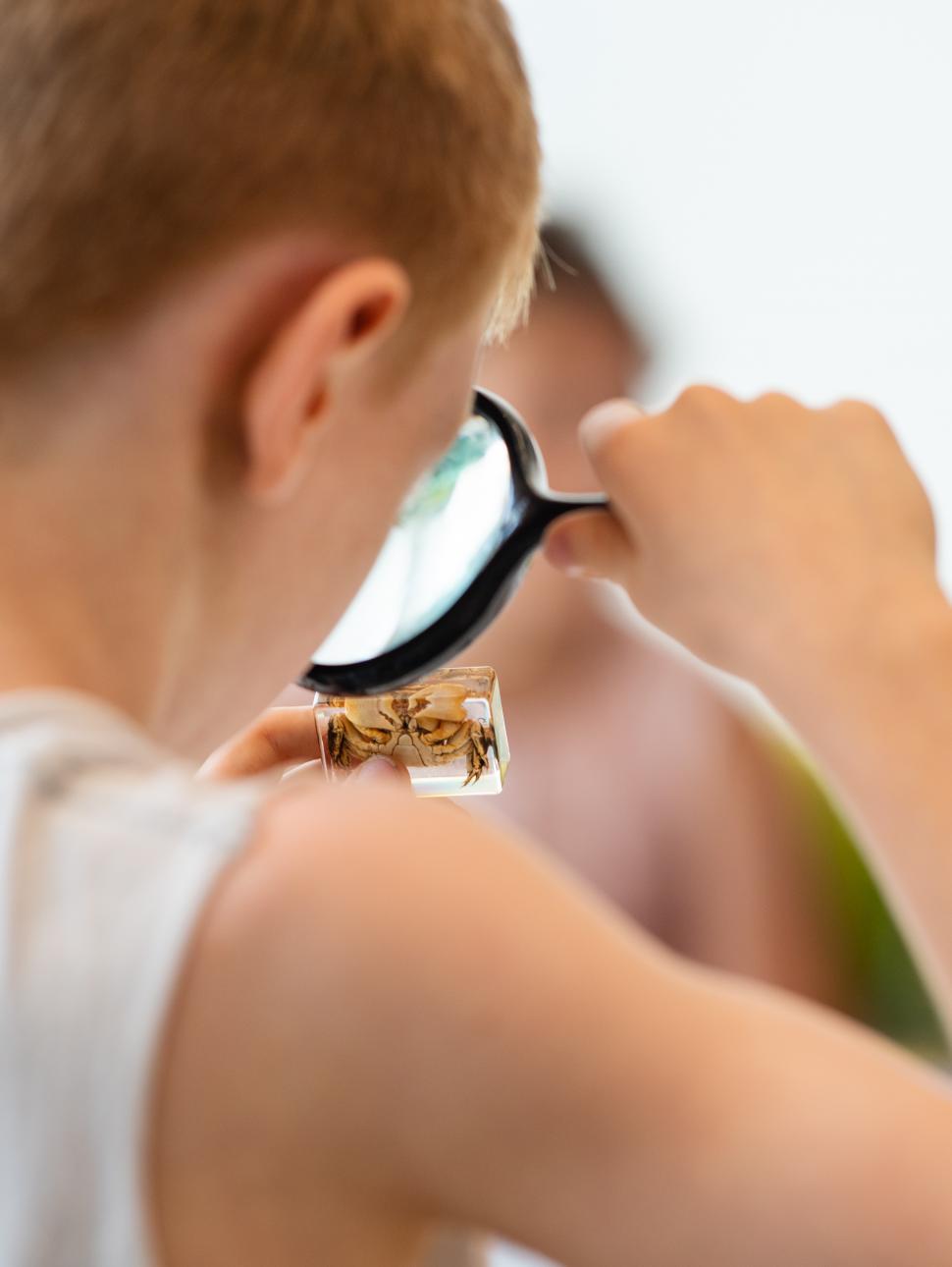 Image of a child with a magnifying glass