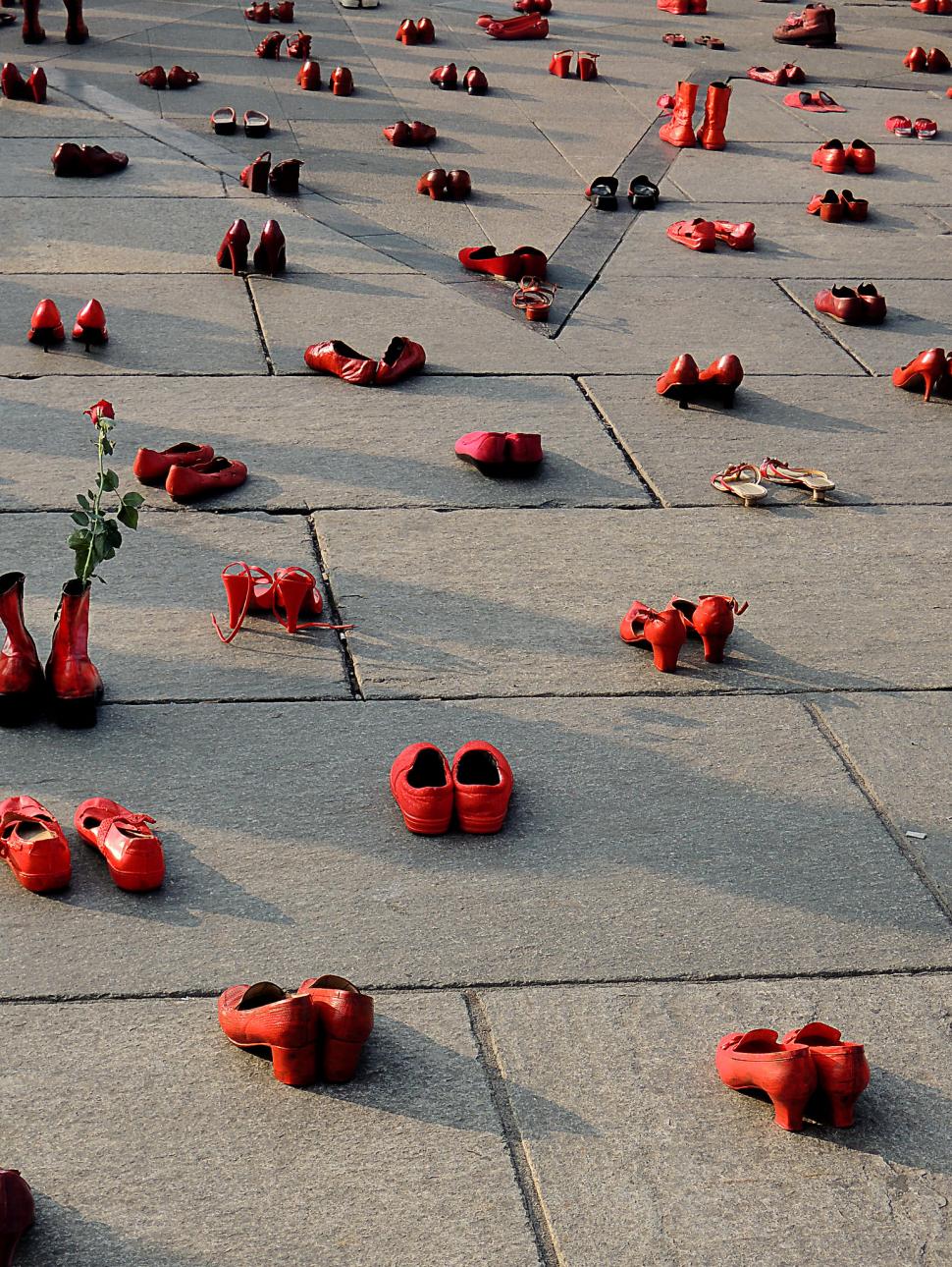 Red shoes installation