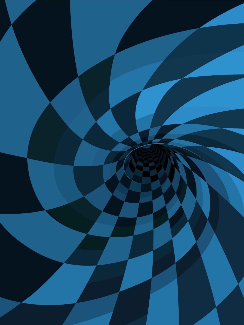 Dark and light blue navy checkered spiral/vortex