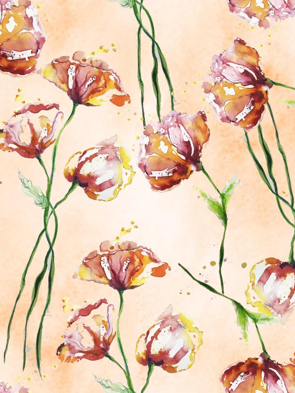illustration of red poppies on a yellow background
