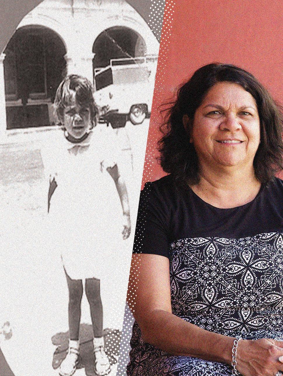 Images of Glenda Kickett in her youth on the left, current day on the right