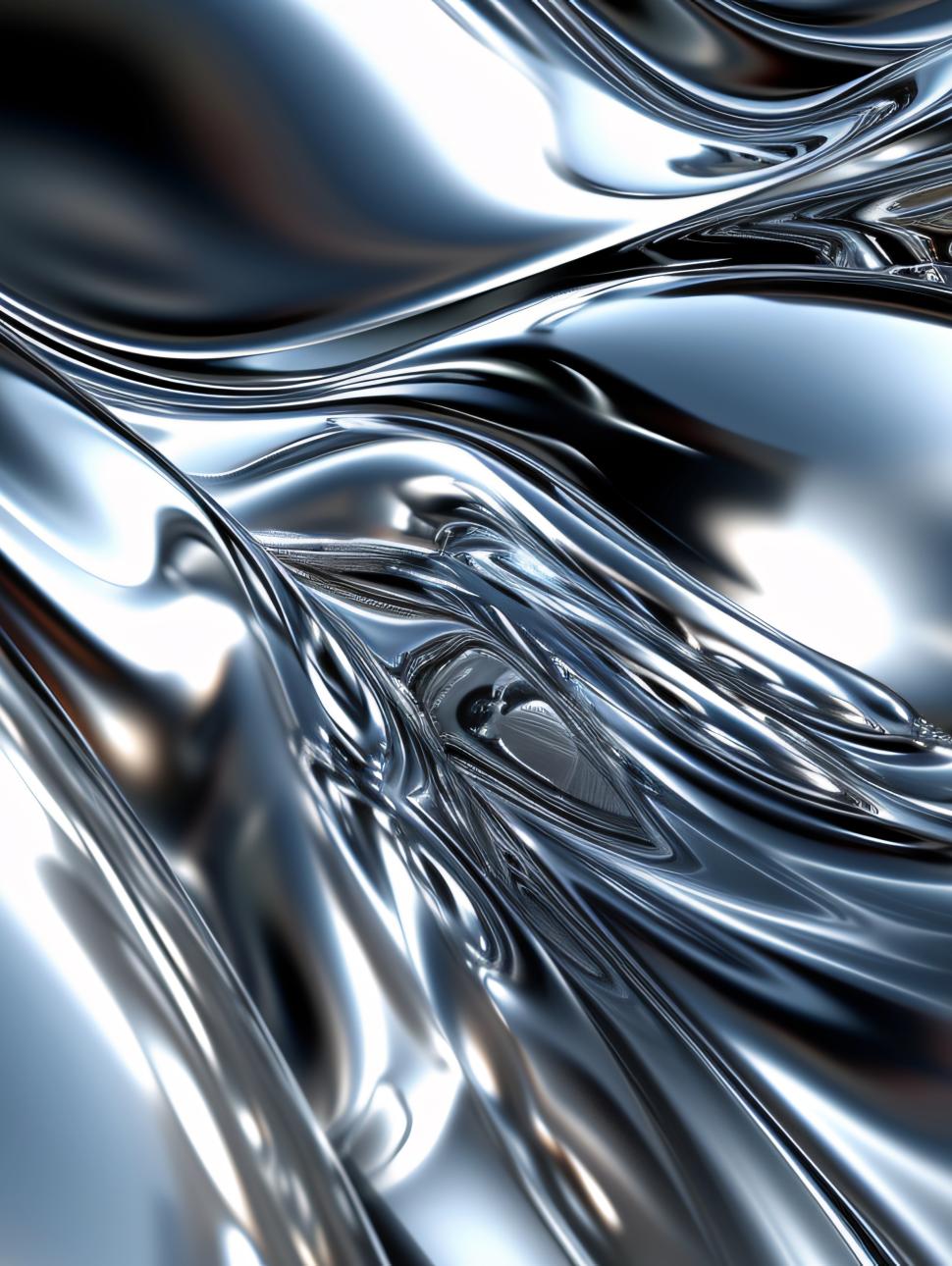 Abstract design with chrome effect wave background.