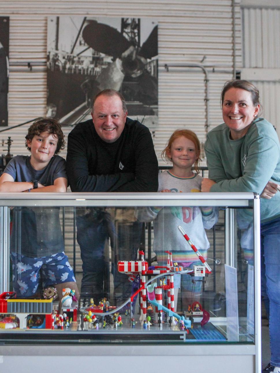 The designer of the Freo Builds 2023 LEGO display at WA Maritime Museum with family._with_family