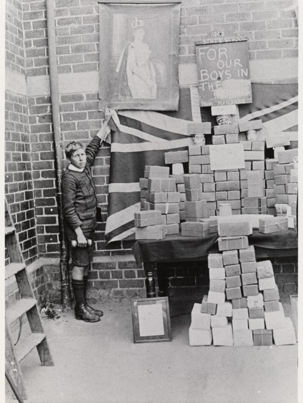 boy with packages for the tranches, 1916