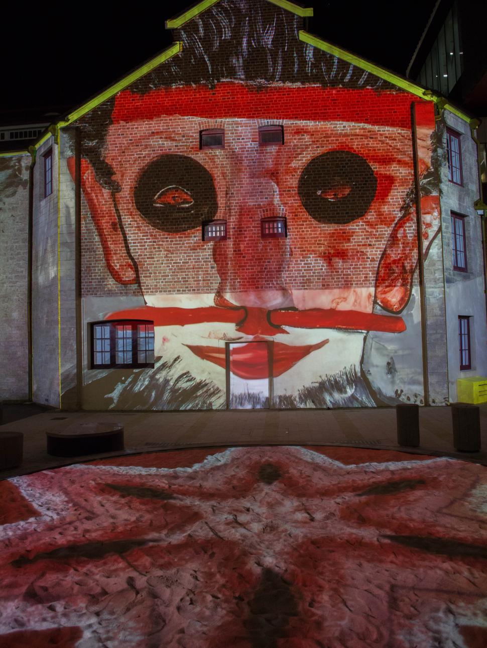 Lester Prize Finalists Sidney Tapia Artwork 'Through you' Projected on the Old Gaol