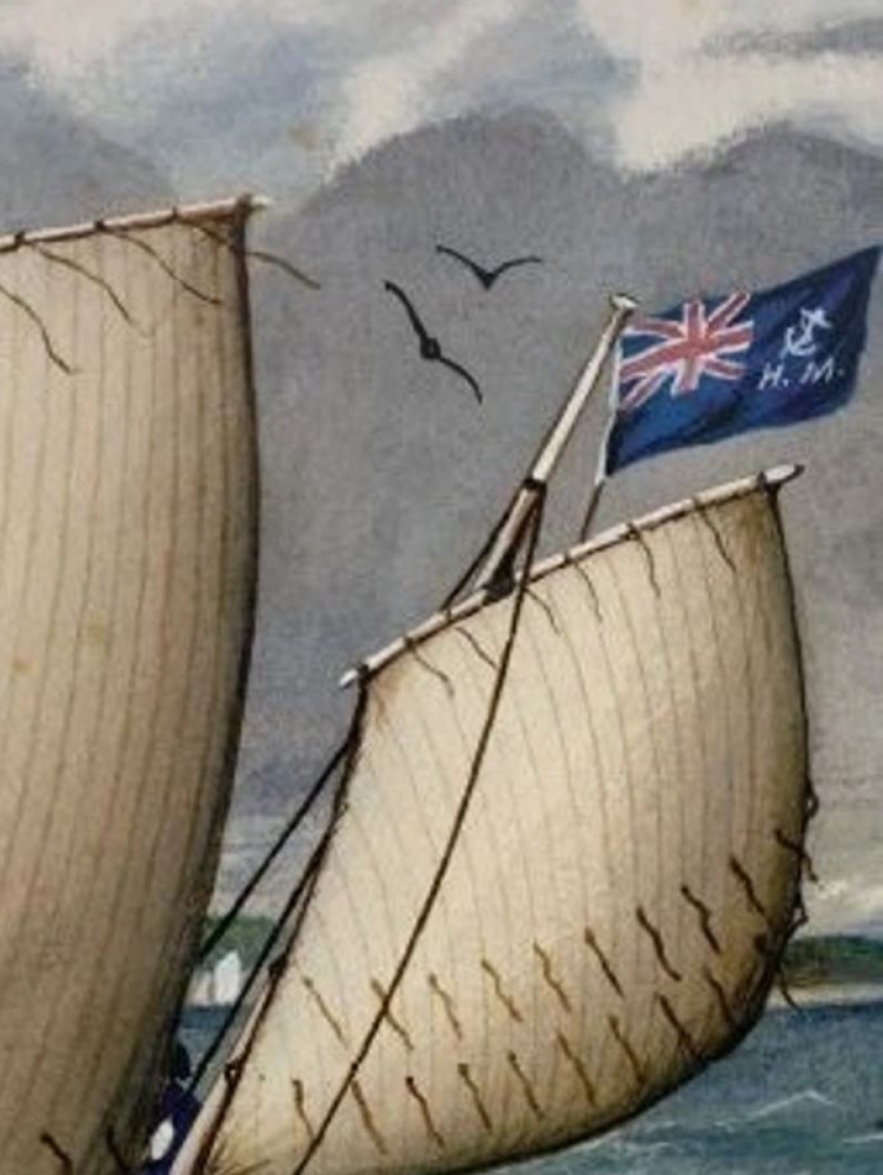 an illustrated drawing of ship sails 