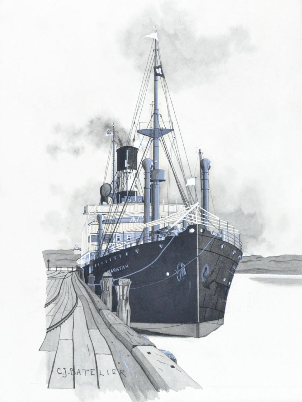 a drawing of a ship