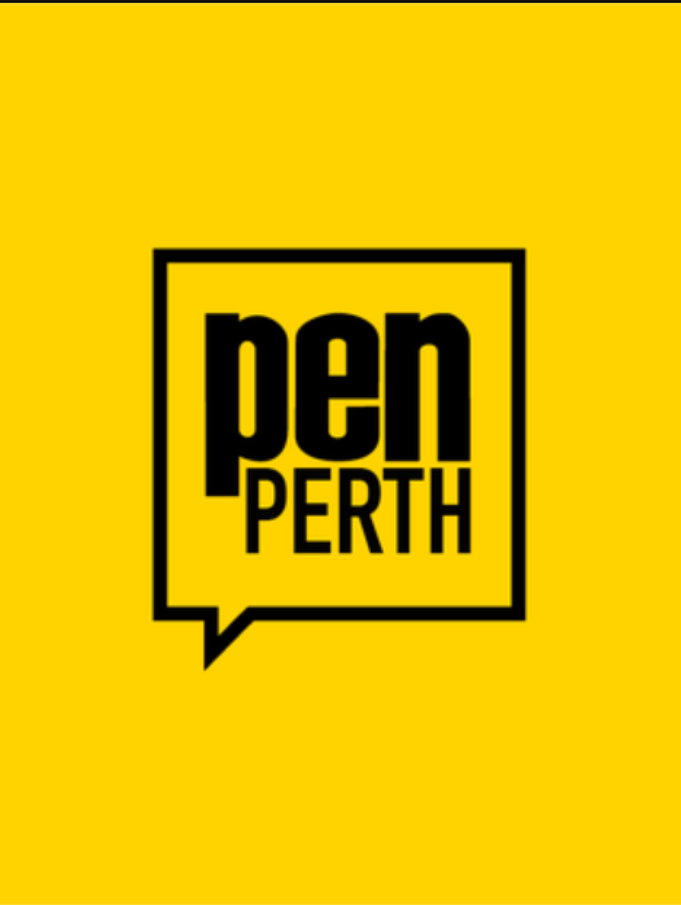 PEN Perth logo showing a square speech bubble with PEN Perth written inside it.
