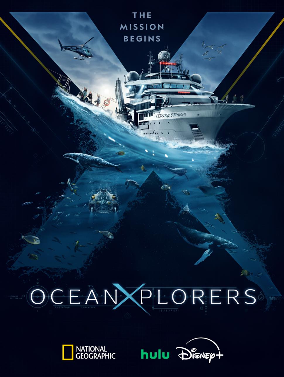 OceanXplorer National Geographic poster with X and a boat