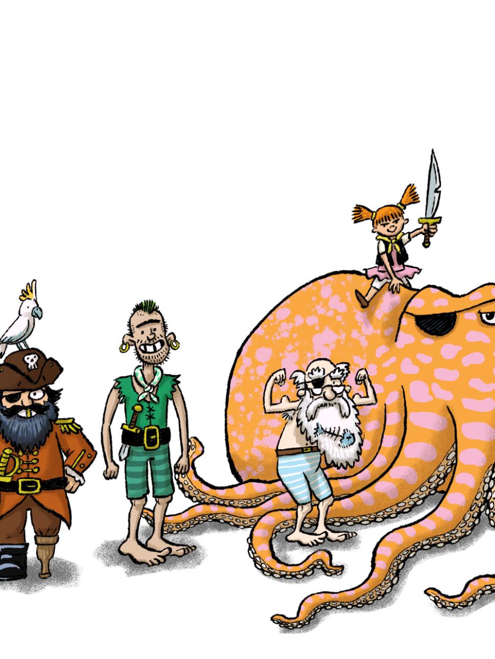 A detail image of illustrated pirate crew artwork by artist James Foley for The Totally Lit Trail 2026. 