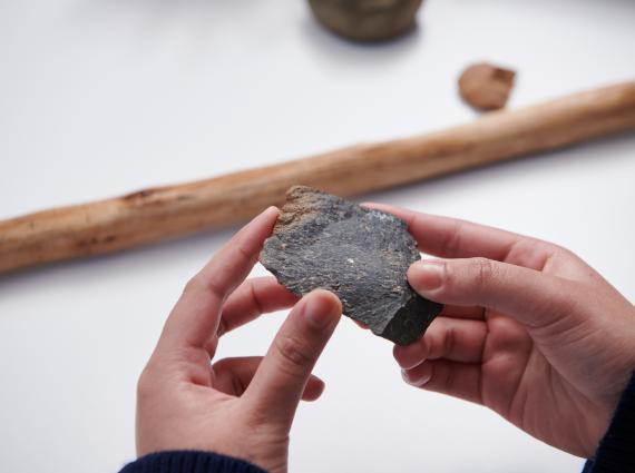 Hands holding a rock