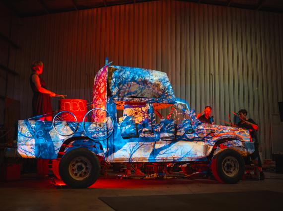 Imagery projected onto a car