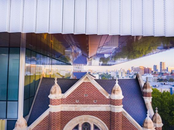 New roof and old building of Boola Bardip