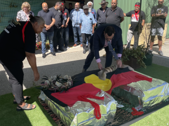 A group of people at the Repatriation of Yawuru ancestor