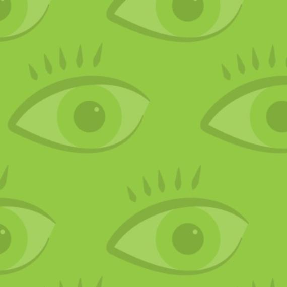 Scicinema print of a green eye repeated