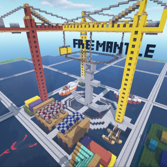 Image of Minecraft creative build for Fremantle Then & Now exhibition's Minecraft challenge in 2022-23
