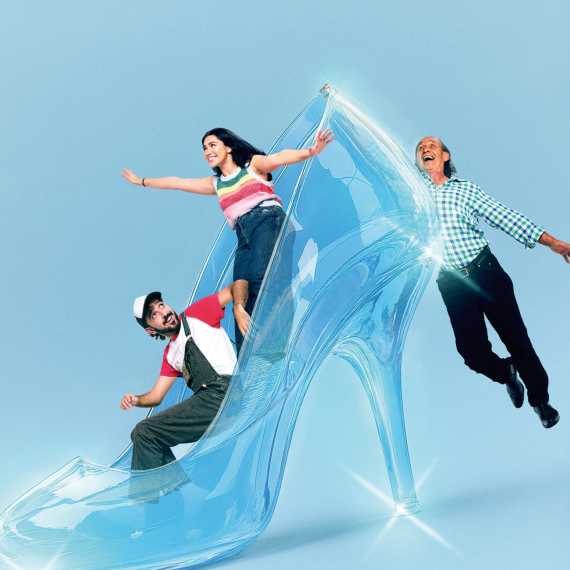 Yirra Yaakin Performers and Large Glass Slipper