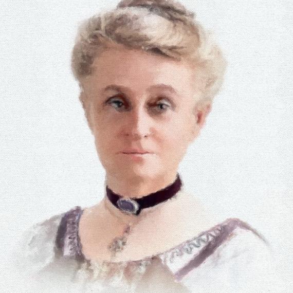 Watercolour portrait illustration of Edith Cowan