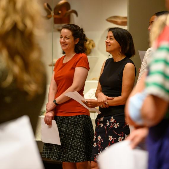 Teachers viewing art
