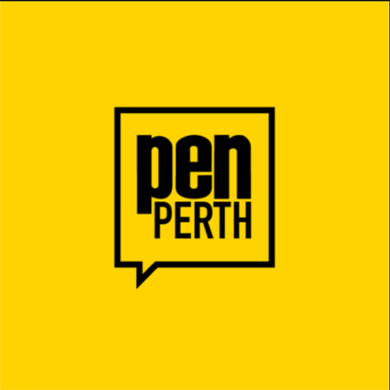 PEN Perth logo showing a square speech bubble with PEN Perth written inside it.