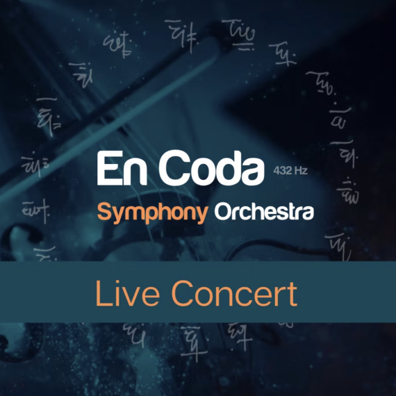 Blue background image saying "En Coda Symphony Orchestra Live Concert"