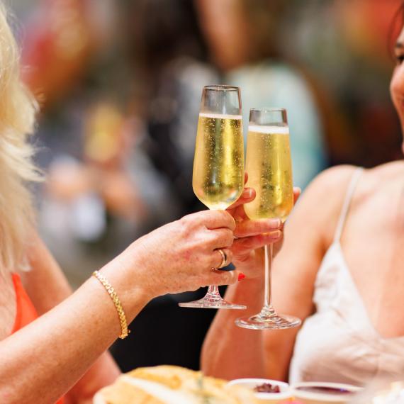 two champagne glasses 