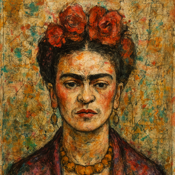 mixed media artwork representing Frida Kahlo