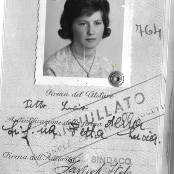 A detail image of a stamped Italian passport dated 1961 belonging to Lucia Petta (Iuliano), kindly shared by her descendant Susanna Iuliano in support of talks program linked to From Nonna With Love: Stories of tradition and triumph exhibition at WA Maritime Museum in 2026..