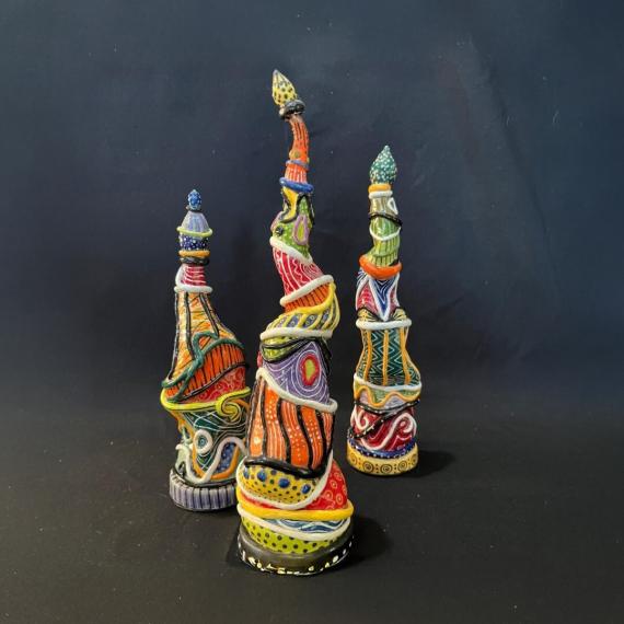 three tower colourful sculpture ceramics