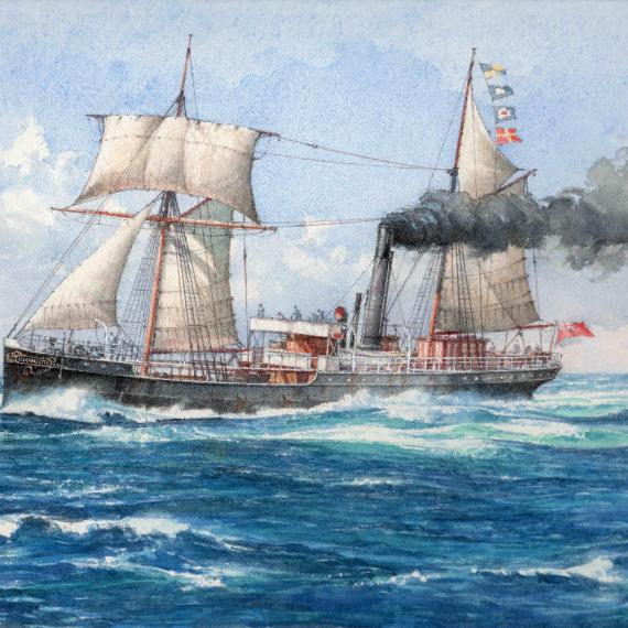 Painting of the S.S. Georgette by artist Ross Shardlow, for an author's conversation as part of the Totally Lit Festival 2026 program.